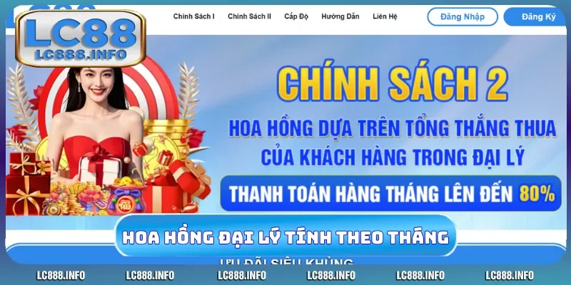 Hoa hồng đại lý LC88 tính theo tháng